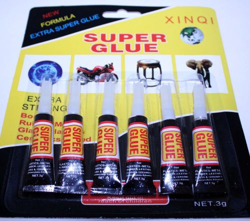 6 Pack SUPER GLUE, LOT OF 6 TUBES FAST SETTING SUPER GLUE 1