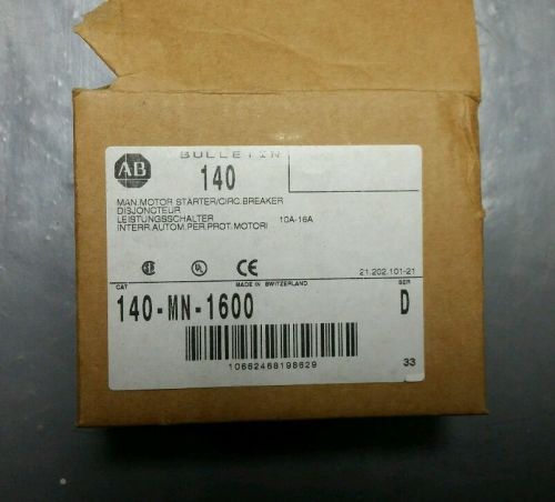 &#034;NIB&#034;  Allen-Bradley  140-MN-1600,ser D motor starter/curcuit breaker