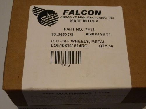 Box of 5o new falcon cut-off wheels 6 x 0.45 x 7/8 a60ub-96 14,200 r.p.m. for sale