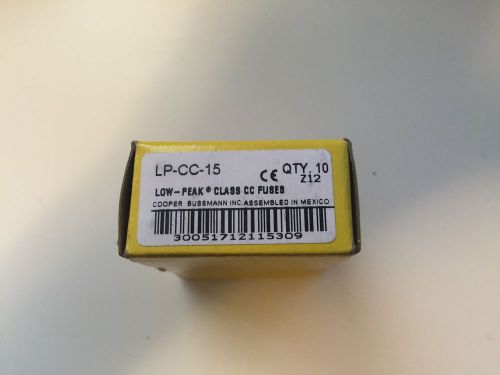 BUSSMANN LP-CC-15 Fuse,15A,Class CC,LPCC,600VAC/150VDC