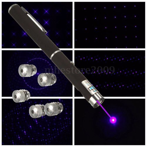 New 6 in 1 Purple Laser Lazer Visible Beam Light  5 Caps High Power Aluminum