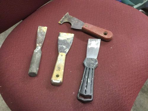 VINTAGE LOT ANTIQUE TOOLS PUTTY KNIFE KNIVES PAINT SCRAPER HARDWOOD FLAT HANDLE