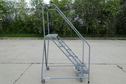 Uline 5 step safety angle rolling ladder for sale