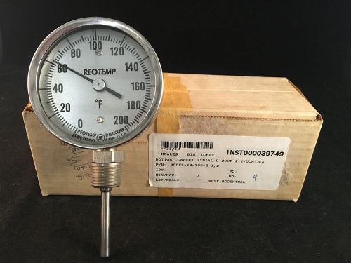 Reotemp xc-200 3&#034; diameter, 0-200°f, 2-1/2&#034; stem thermometer nib! for sale