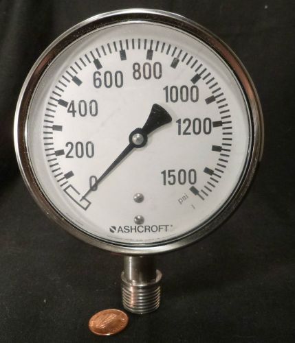 Ashcroft 100mm 4&#034; 1500 psi pressure gauge  101008sw04l1500#  stainless 1/2&#034; npt for sale