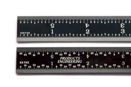 USA PEC 24&#034; 16R (1/50,1/100,1/32,1/64) Rigid Black Chrome Machinist Ruler Scale