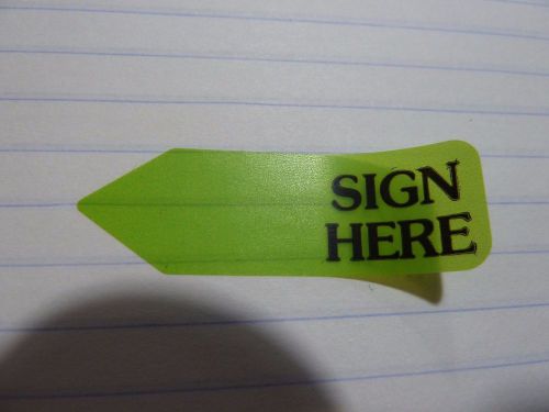 SIGN HERE removable label/sticker --&gt; 20 LABELS Redi-Tag Printed Arrow Flags