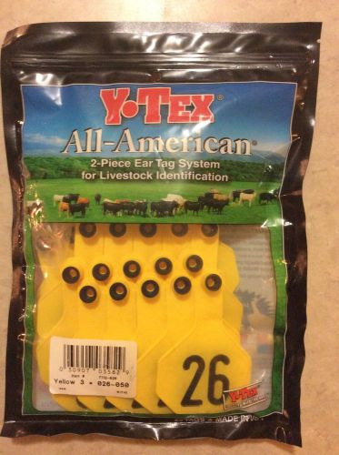 Y-Tex 2 piece Ear Tag System Item 7712-026 Yellow 3 026-050 Free Ship