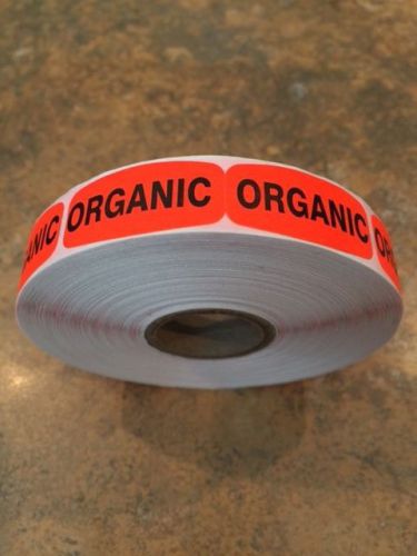 1.25&#034; x .625&#034; ORGANIC MERCHANDISE LABELS 1000 PER ROLL FL RED BLACK STICKER