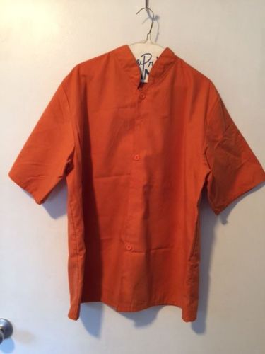 HAPPY CHEF PUMPKIN ORANGE SHORT SLEEVE CHEFS COAT SIZE MEDIUM