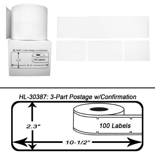 Houselabels 2-5/16 x 10-1/2 inches dymo-compatible 30387 3-part internet postage for sale