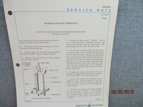 Agilent/HP 612A UHF Generator Output Attenuator Replacement Procedure Note