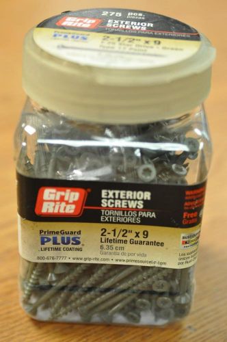 (1) 275 GRIP RITE 2 1/2&#034; x 9 Exterior Screws T-25 Star Green Pr Guard P212STGNL