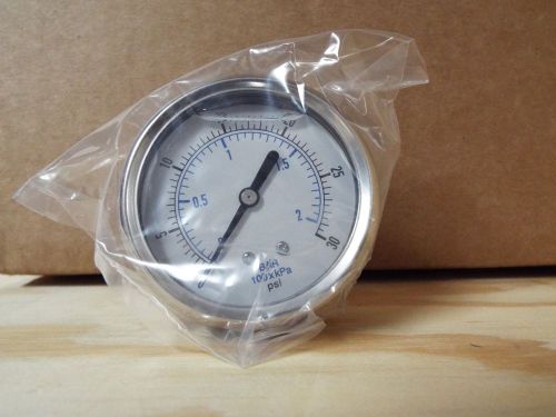 0-30 PSI/bar 2.5&#034; Stainless Brass Center Back Mount Pressure Gauge