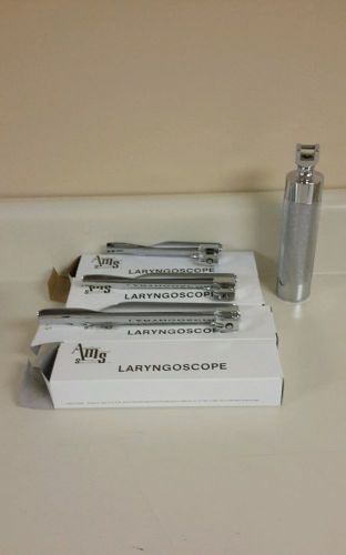 AMS Laryngoscope Set Child, Adult NEW w/3 Blades WISCONSIN 2, 3, 4