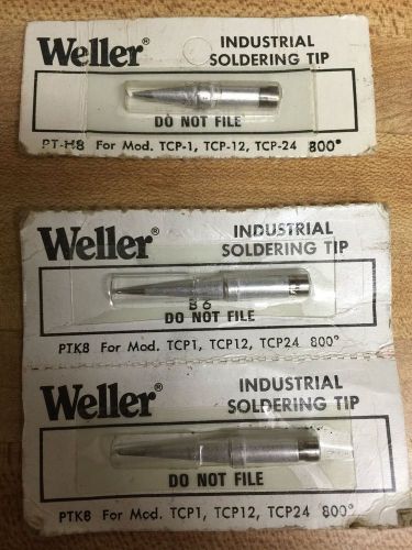 Lot 3 WELLER  Soldering Tips, 2 PTK8, 1 PT-H8 Fits Model TCP1,TCP12,TCP24, New