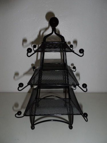 EARRING BLACK JEWELRY METAL DISPLAY RACK JAPANESE TOWER DESIGN