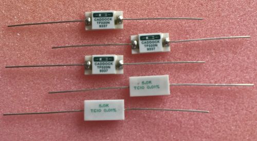 QTY 5 NEW OLD STOCK CADDOCK 5k/0.01% LOW TC ULTRA-PRECISION FILM RESISTORS