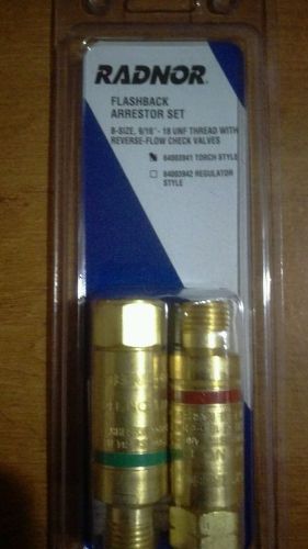 RADNOR Flashback Arrestor SET B SIZE 9/16&#034; 18 UNF Thread 64003941 Torch Style