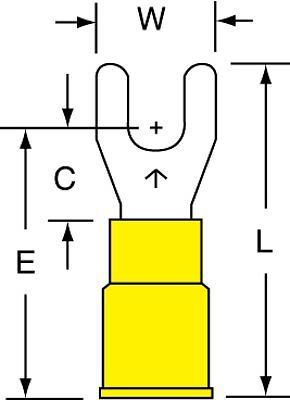 3M(TM) Scotchlok(TM) Fork, Vinyl Insulated Butted Seam MVU10-8FK, 12-10 AWG