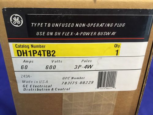 GE FLEX-A-PLUG PLUG-IN DEVICE DH1P4TB-2 4 POLES 60 AMP 600 VOLT***NEW***