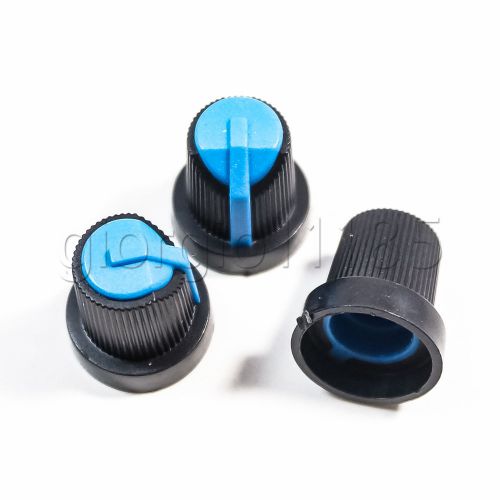10pcs plastic slope volume tone control knob black - blue  h:17mm d:15mm for sale