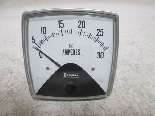 CROMPTON 016-02-AANLNL PANEL METER 0-30 AC AMPERES *USED*