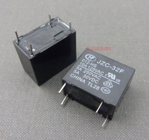 2pcs.Power relay SPST,5A 250VAC Load 12V Coil JZC-32F-012-HS HONGFA