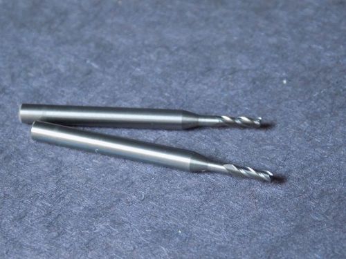 2 PC- 1/16&#034; DIAMETER, 1/4&#034; LOC, 1 1/2&#034; OAL 3 FLUTE CARBIDE END MILLS