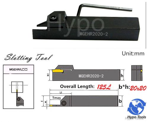 Hypo MGEHR2020-2  20 x125mm Lathe Grooving Cut-Off  Cutter For MGMN200 2mm Width