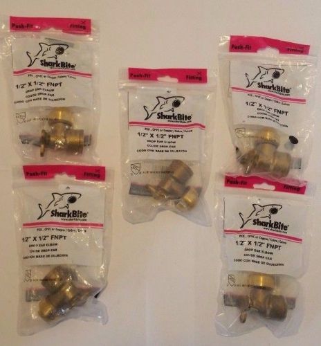 5 Pack SharkBite U334A 1/2-Inch by 1/2-Inch FNPT Drop Ear 90 Elbow 5 Total