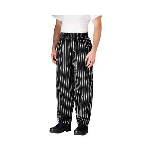 Chefwear 3000-35 MED Medium Black Chalkstripe Baggy Chef Pants