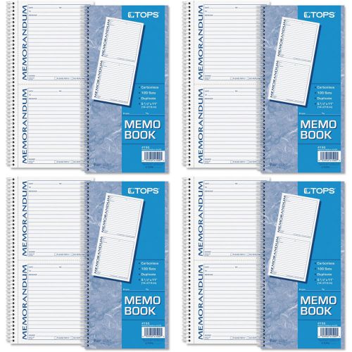 TOPS Memorandum Forms Book 2-Part 2 Memos per Page 100 Sets per book 4 Packs