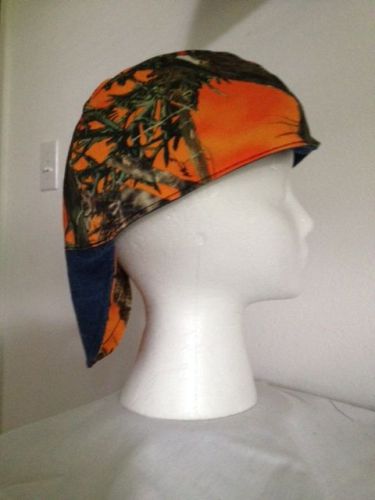 welding caps ,orange camo , reversible 100% cotton