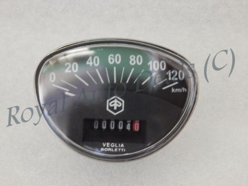 VESPA SPEEDOMETER BLACK DIAL 0-120 KMPH PRIMAVERA / RALLY BRAND NEW