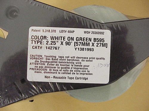 Brady 142767 tape ,  2.25 in x 90 ft ,white on  green for sale