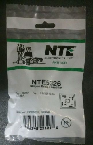 *NEW* Lot of (5) NTE5326 600V 25A Silicon Bridge Rectifier!