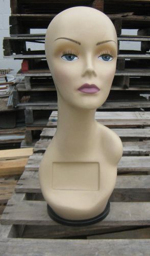 (used) mn-436c female mannequin head form w/ card holder and turn table base for sale