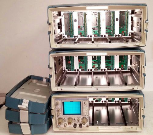 3 TEKTRONIX TM515 MAINFRAMES/CHASSIS &amp; SC 502 15MHz OSCILLOSCOPE PLUG-IN