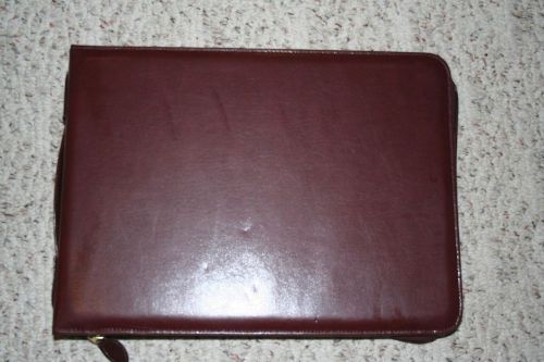 Leather Legal 7 Ring Binder Burgundy Red Handled Zip Around Portfolio Organizer