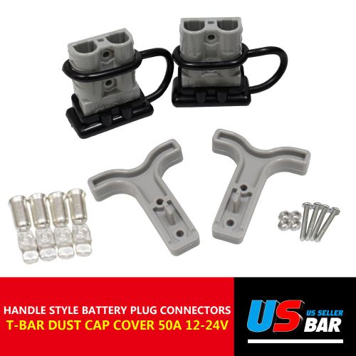 2 set Battery Plug Quick Connector Kit Disconnect/Rubber Boot Caps/T-bar Handle