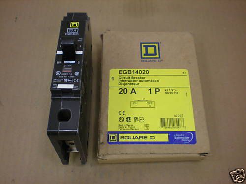 1 NIB SQUARE D EGB14020 EGB 20 AMP 20A 1P 277 VAC CIRCUIT BREAKER