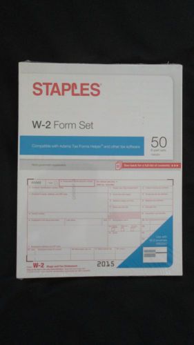 Staples 2015 IRS Tax W-2 6-Part Form Set &amp; Bonus W-2 Envelope