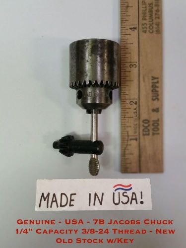 Genuine -USA- 7B Jacobs Chuck 1/4” Capacity 3/8-24 Thread - New Old Stock w/Key