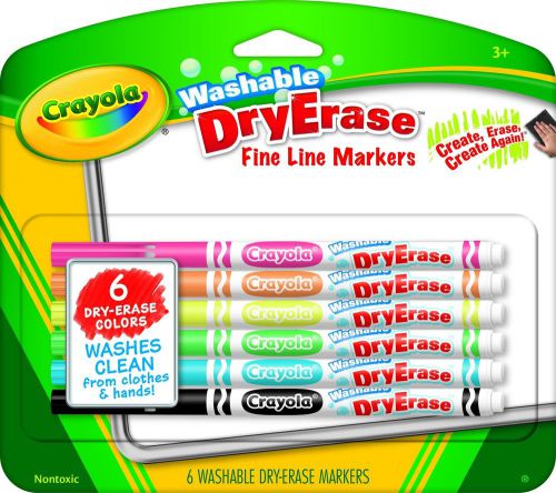 Crayola Fine Line Washable Dry Erase Markers (6 Count)