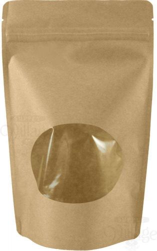 45x 4 Oz Kraft Zipper Stand Up Pouch Bag With Window