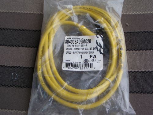 Brad Harrison 804006A09M020 4 pole Male Cordset Straight Extension