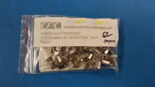 (10 PCS) HC-49US14.31818MHz, 20pf, 30ppm, Criterion Precision Components