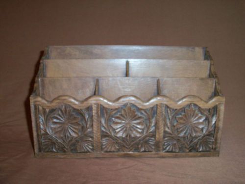 Vintage Lerner New York Faux Bois Desk Letter Mail Organizer