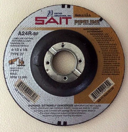 Cutting Wheel UNITED ABRASIVES SAIT Pipeline 4-1/2 x 1/8 In, 7/8 In Arbor:22030